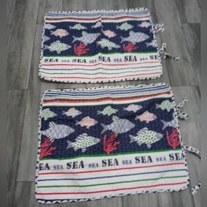 Boat House Pair of Quilted Nautical Coastal Theme 21x27 Pillow Shams